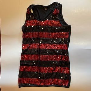Red and Black Sequins Tank Top